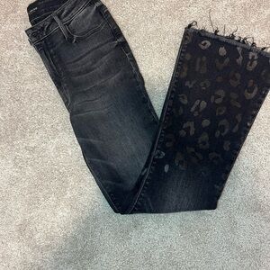 Black Orchid Chrissy Kick Black Leopard Women's Flare Jeans